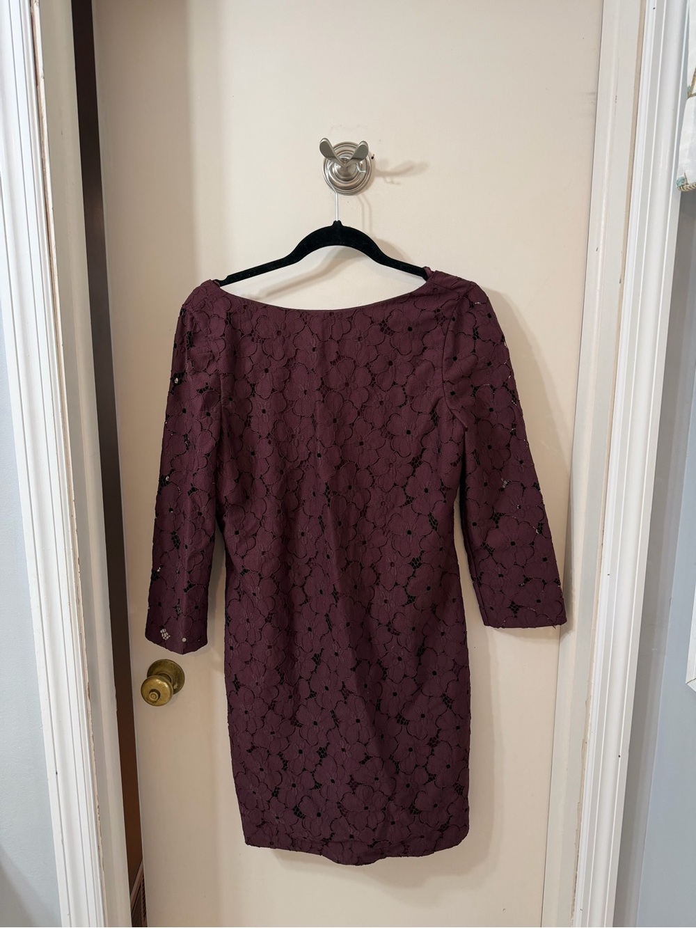 Diane Von Furstenberg Burgundy Lace Long-Sleeve Sheath Dress